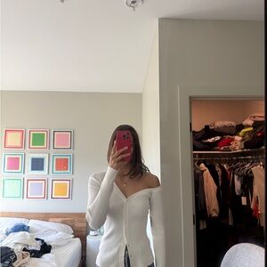 STAUD White Off-Shoulder Sweater